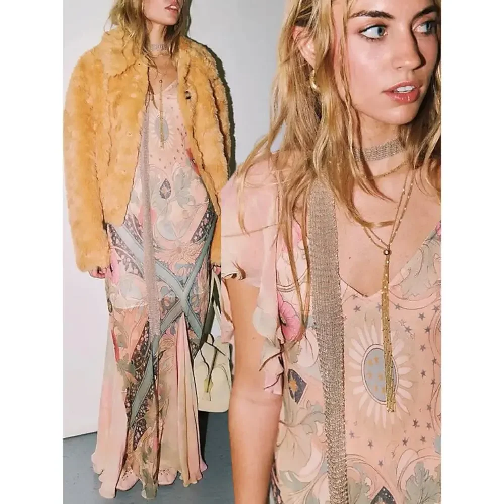 Free People Bohemian Witchy Celestial Nights Maxi Dress in Fairy Combo Large - Picture 15 of 15